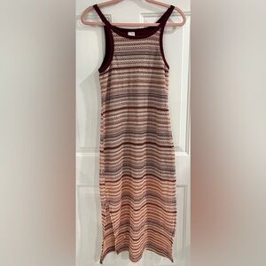 No Boundaries Striped Knit Dress - Burgundy and Pink